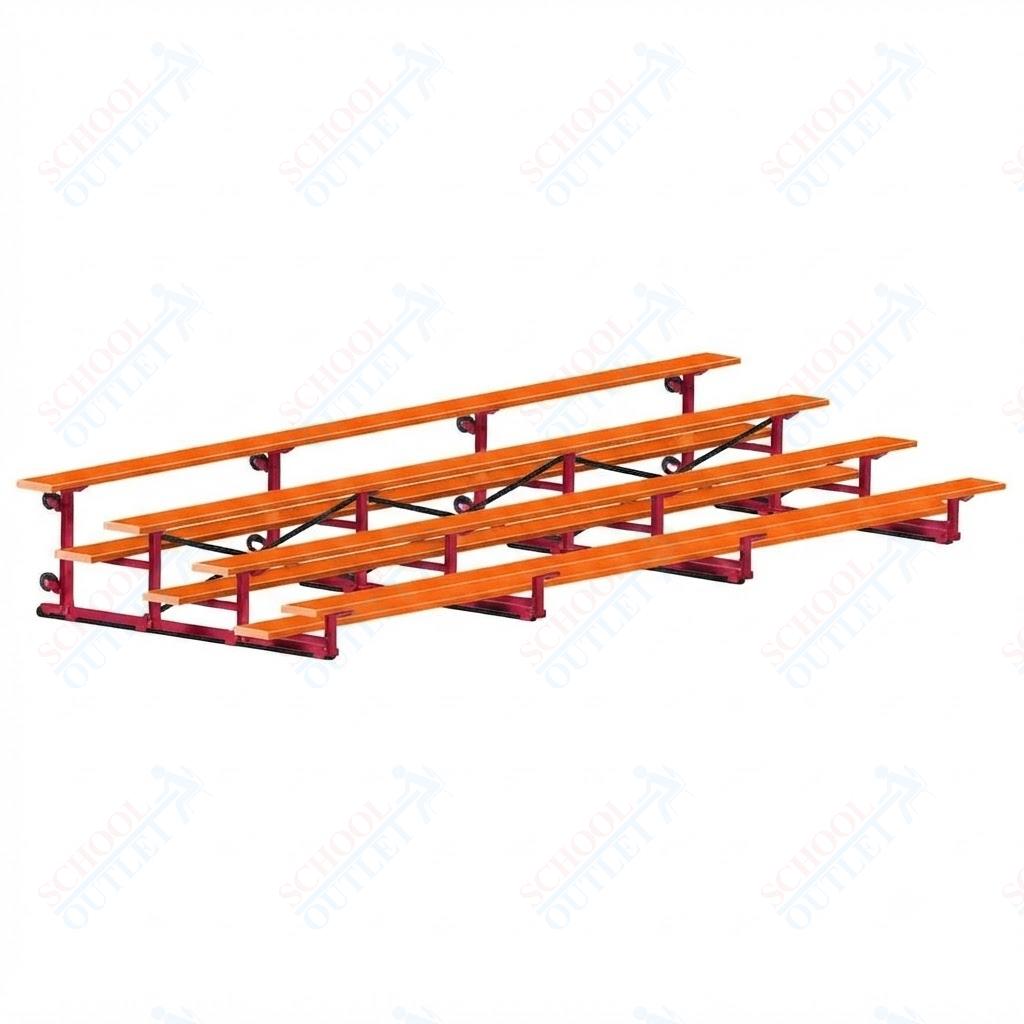 Jaypro Sports Bleacher - 4 Row - Tip & Roll, Single Foot Plank, Powder Coated - 21' L (BLCH-421TRGPC)