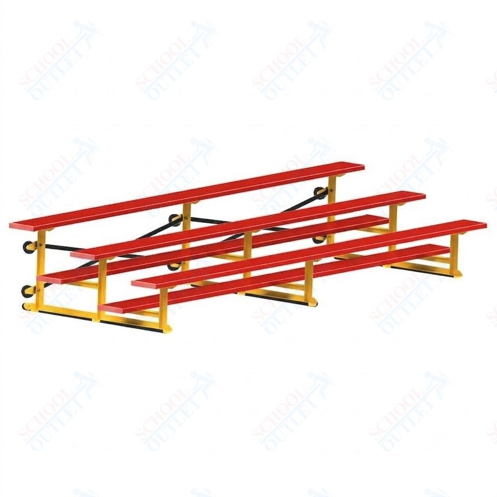 Jaypro Sports Bleacher - 3 Row - Tip & Roll, Single Foot Plank, Powder Coated - 15' L (BLCH-3TRGPC)