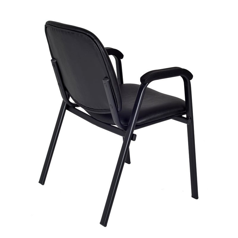 Regency Ace Vinyl Guest Stacking Chair with Arms Midnight Black (Pack of 18) - SchoolOutlet
