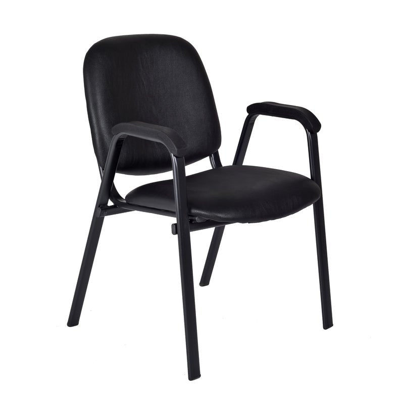 Regency Ace Vinyl Guest Stacking Chair with Arms Midnight Black (Pack of 18) - SchoolOutlet