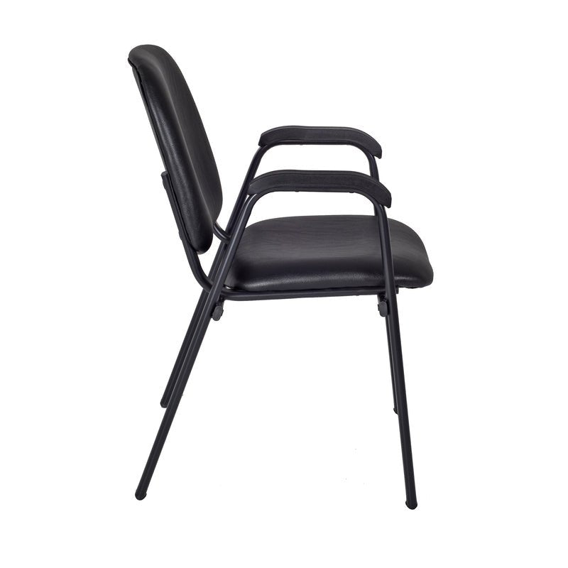 Regency Ace Vinyl Guest Stacking Chair with Arms Midnight Black (Pack of 18) - SchoolOutlet