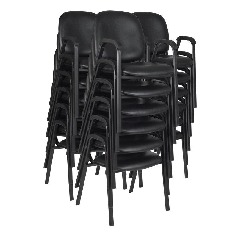 Regency Ace Vinyl Guest Stacking Chair with Arms Midnight Black (Pack of 18) - SchoolOutlet