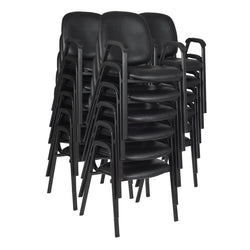 Regency Ace Vinyl Guest Stacking Chair with Arms Midnight Black (Pack of 18)