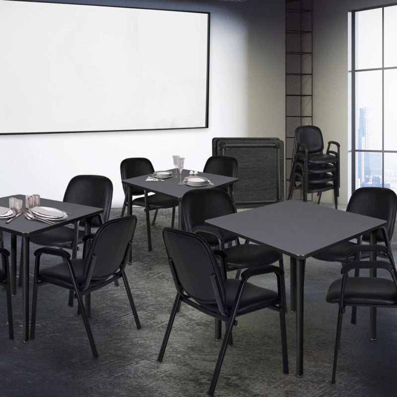 Regency Ace Vinyl Guest Stacking Chair with Arms Midnight Black (Pack of 18) - SchoolOutlet