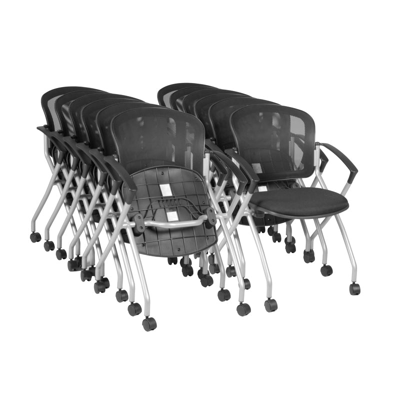 Regency Cadence Flexible High Back with Padded Fabric Seat Nesting Chair - Black (Pack of 12) - SchoolOutlet