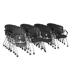 Regency Cadence Flexible High Back with Padded Fabric Seat Nesting Chair- Black (Pack of 20)