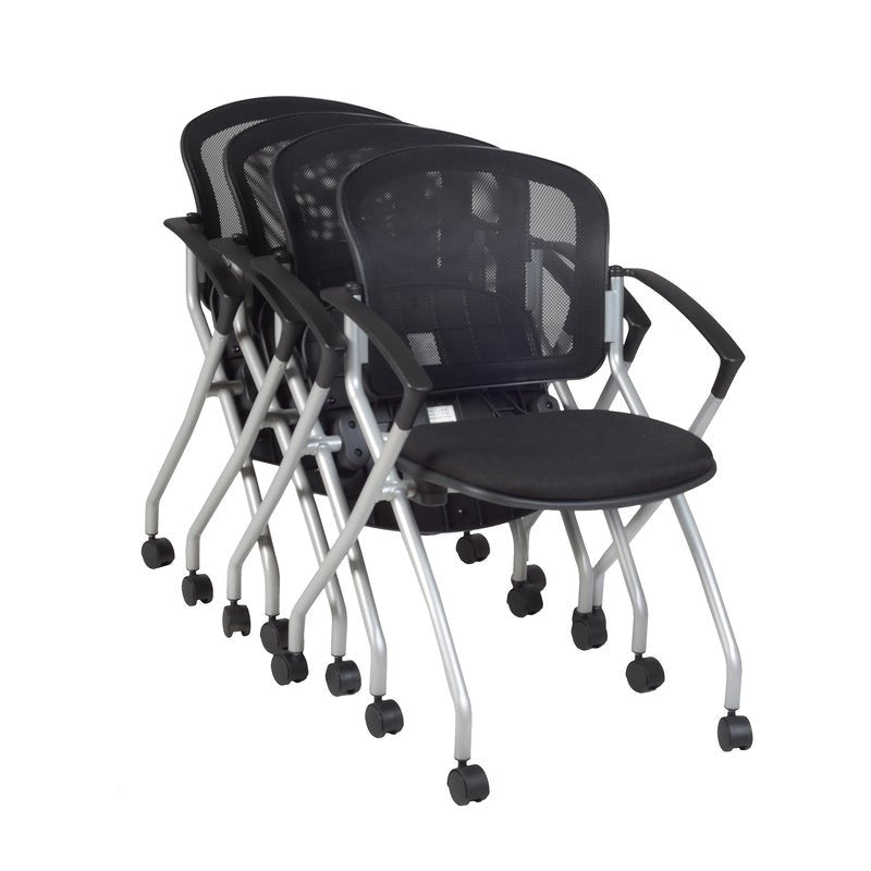 Regency Cadence Flexible High Back with Padded Fabric Seat Nesting Chair - Black (Pack of 4) - SchoolOutlet