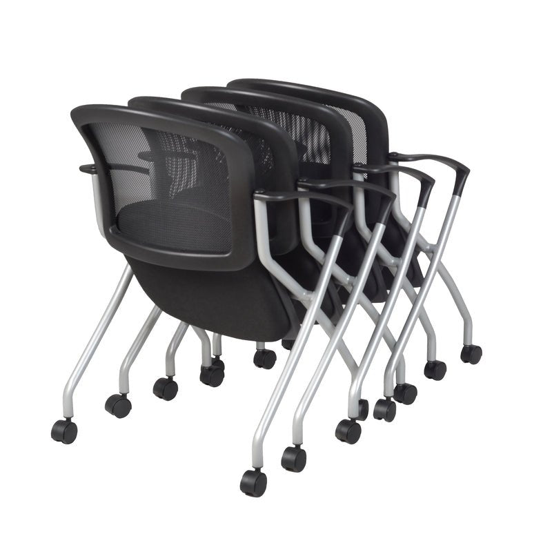 Regency Cadence Flexible High Back with Padded Fabric Seat Nesting Chair - Black (Pack of 4) - SchoolOutlet