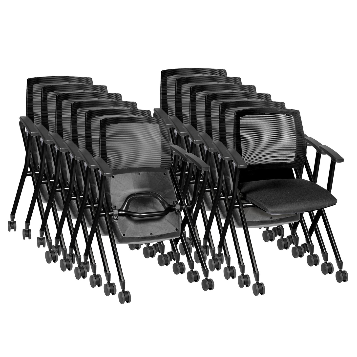 Regency Pulse Flexible High Back with Padded Fabric Seat Nesting Chair (12 pack) (REG - 2409BK12PK - XXX) - SchoolOutlet