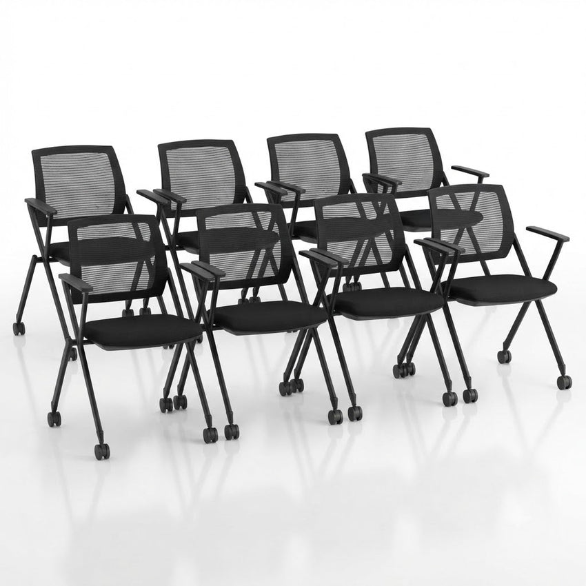 Regency Pulse Flexible High Back with Padded Fabric Seat Nesting Chair (8 pack) (REG-2409BK8PK-XXX) - SchoolOutlet