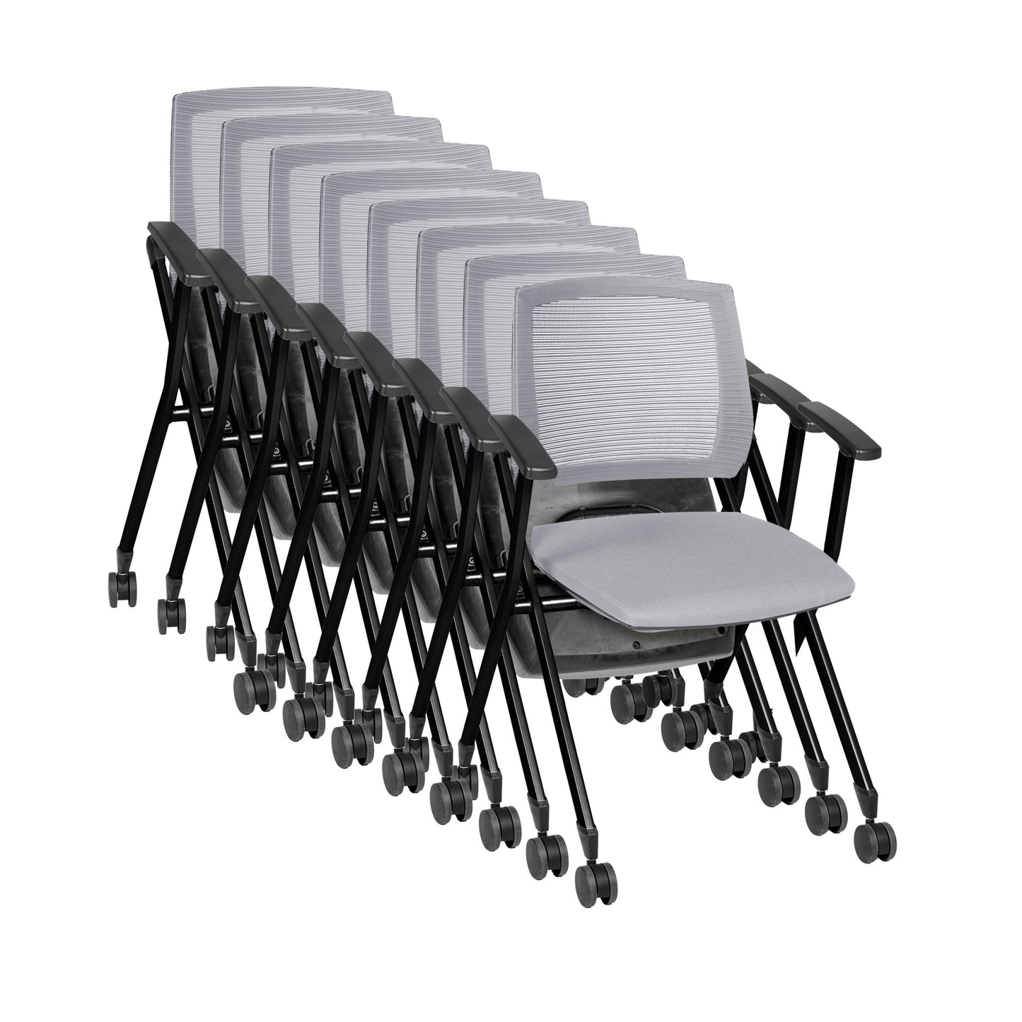 Regency Pulse Flexible High Back with Padded Fabric Seat Nesting Chair (8 pack) (REG - 2409BK8PK - XXX) - SchoolOutlet