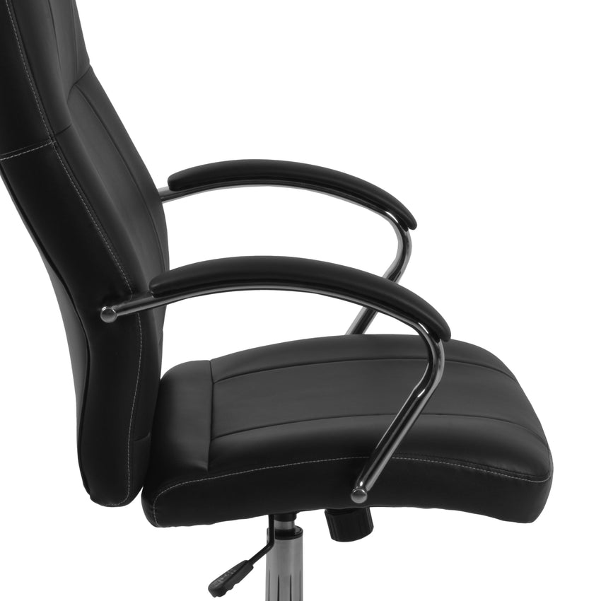 Regency Cielo High - Back Leatherette Executive Chair with Chrome Accents and Ergonomic Tilt Control 18.75 - 22.75"H (REG - 3010BK) - SchoolOutlet