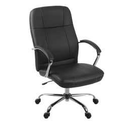 Regency Cielo High-Back Leatherette Executive Chair with Chrome Accents and Ergonomic Tilt Control 18.75-22.75"H (REG-3010BK)