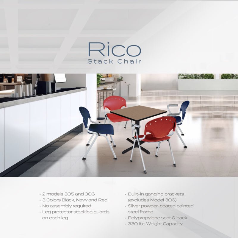 Regency Rico Classroom Training Stack Chair with Arms - 4 Pack - (REG - 306 - 4PK) - SchoolOutlet