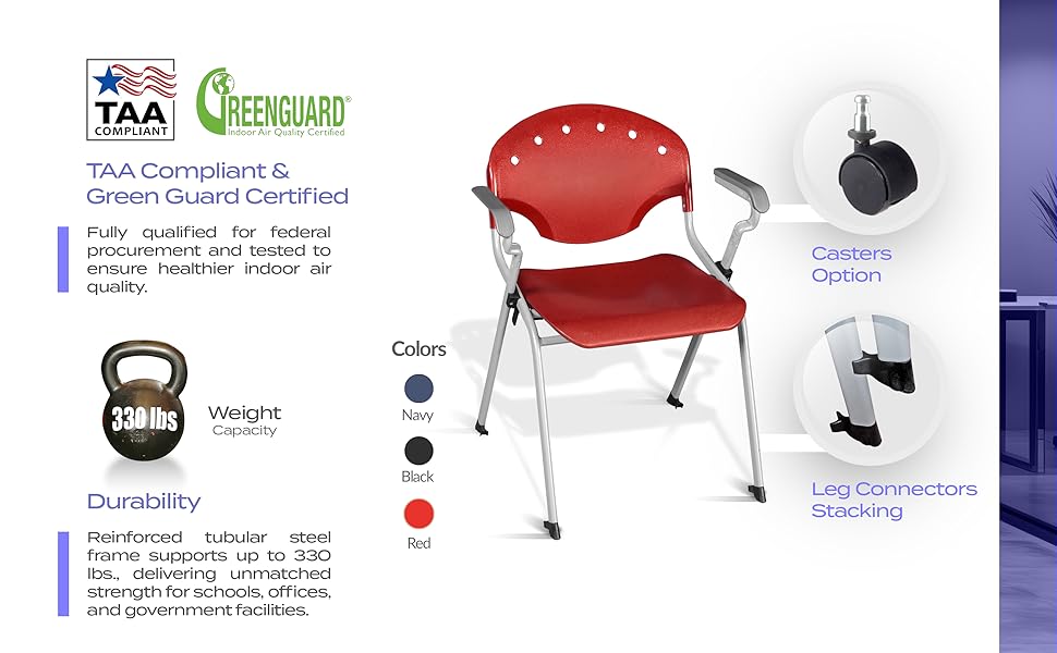 Regency Rico Classroom Training Stack Chair with Arms - 4 Pack - (REG - 306 - 4PK) - SchoolOutlet