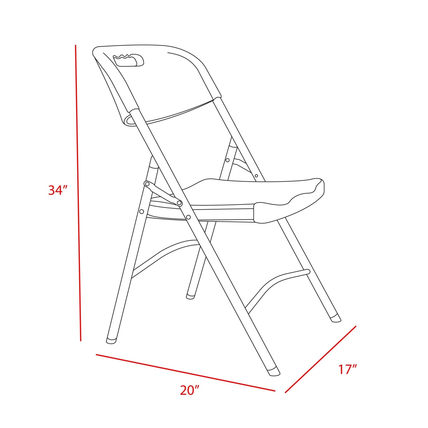 Regency Trestle Series Rectangular Blow Mold Folding Chair 4 Pack 17"W x 20"D x 34"H (REG-4200WH4PK) - SchoolOutlet