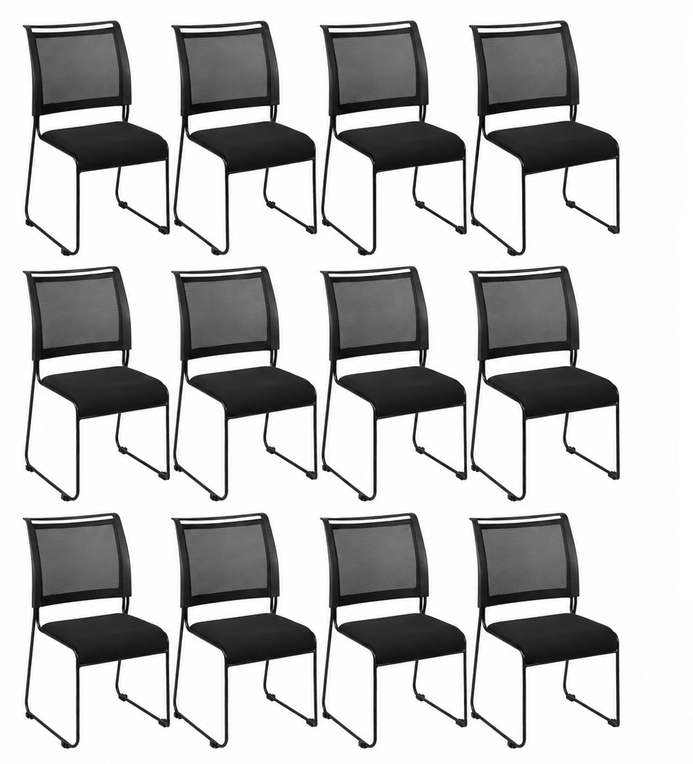 Regency Maxx Mesh Stacking Office Chairs, Fabric Seat, 12 Pack (4300BK12PK) - SchoolOutlet