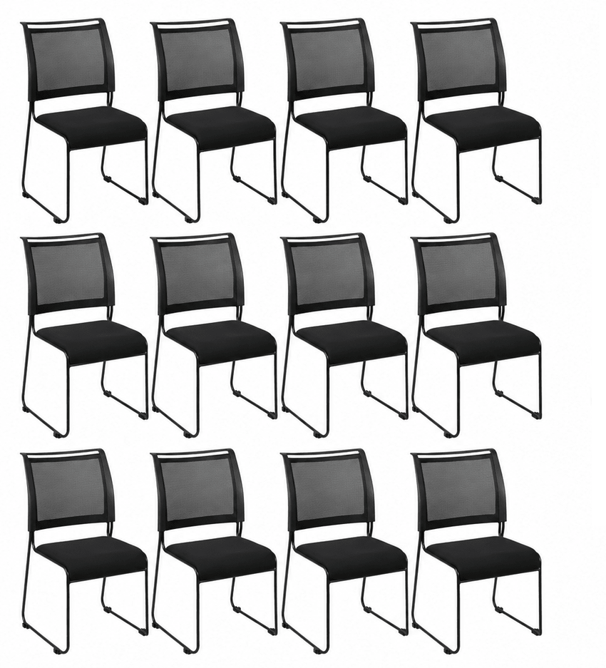Regency Maxx Mesh Stacking Office Chairs, Fabric Seat, 12 Pack (4300BK12PK) - SchoolOutlet