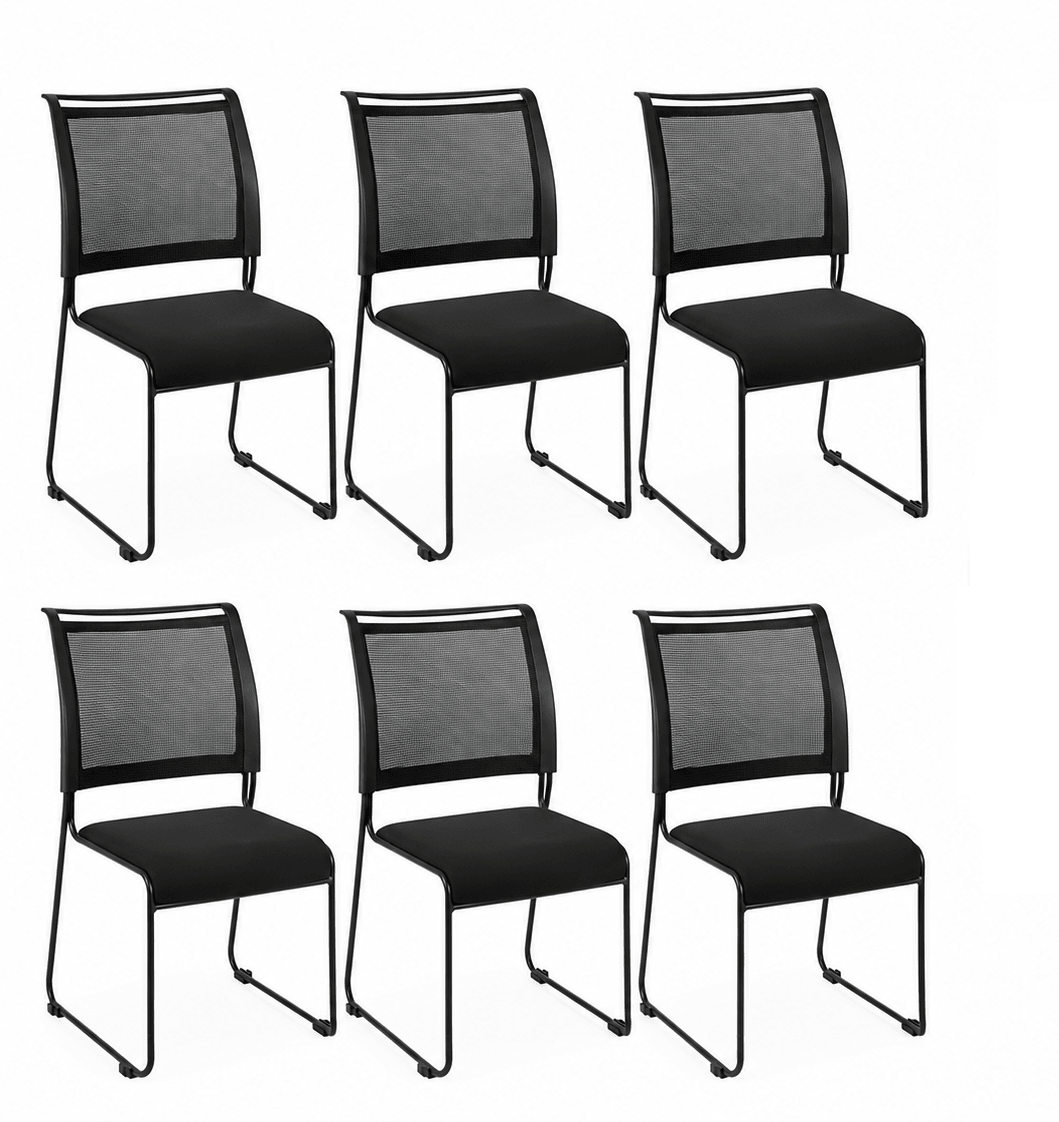 Regency Maxx Mesh Stacking Office Chairs, Fabric Seat, 6 Pack (4300BK6PK) - SchoolOutlet