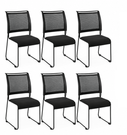 Regency Maxx Mesh Stacking Office Chairs, Fabric Seat, 6 Pack (4300BK6PK)