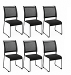 Regency Maxx Mesh Stacking Office Chairs, Fabric Seat, 6 Pack (4300BK6PK) - SchoolOutlet