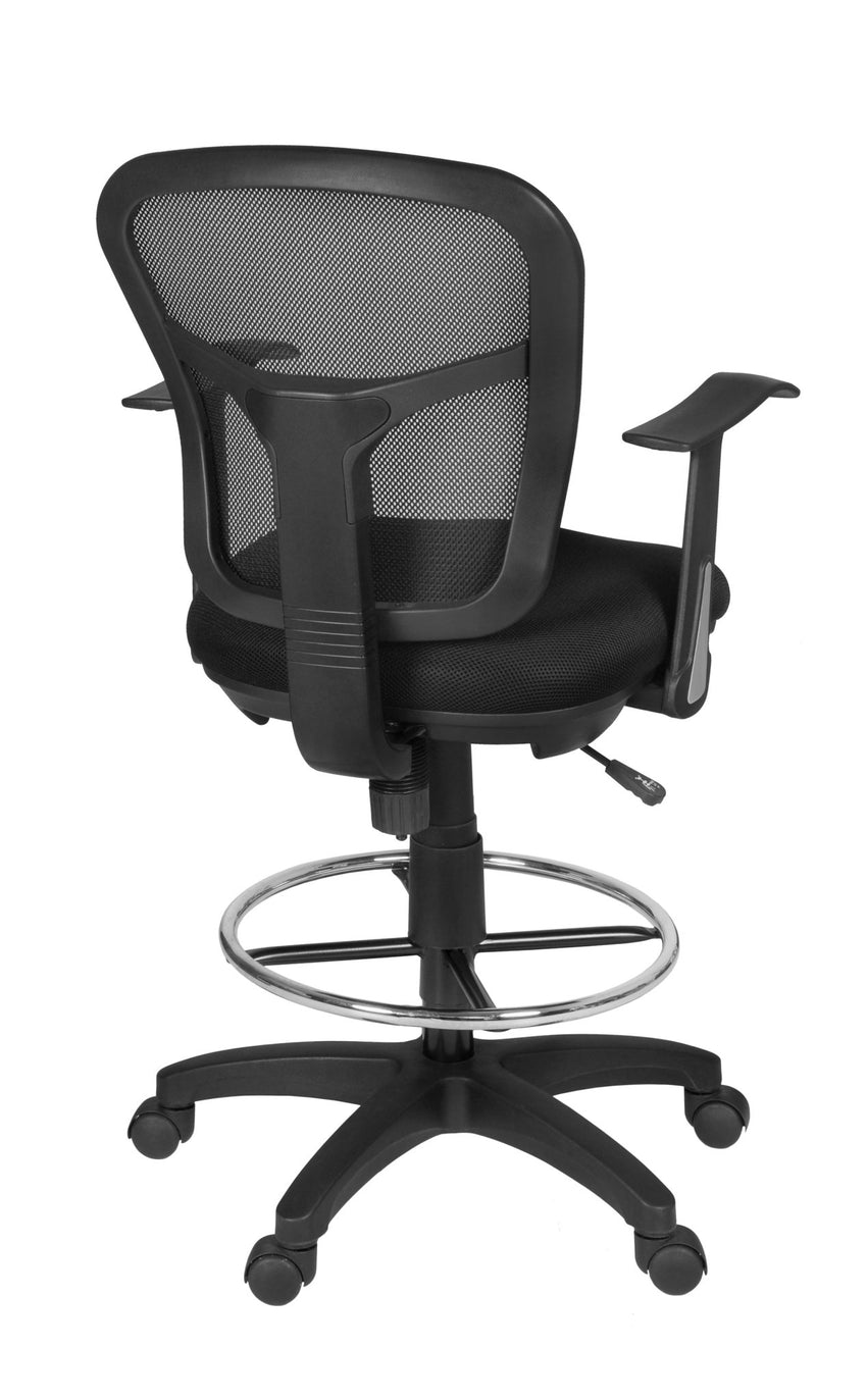 Regency Harrison Elevated Mesh Back Drafting Stool with Integrated Foot Ring and Ergonomic Support Arms 27 - 32"H (REG - 5125STBK) - SchoolOutlet