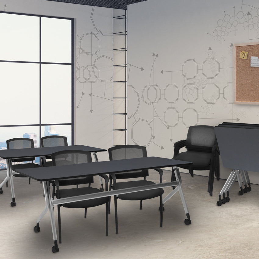 Regency Knight 12 - Pack Multi - Purpose Mesh Back Training Room Chairs with Reinforced Steel Frames 17"H (REG - 5675XBK12PK) - SchoolOutlet