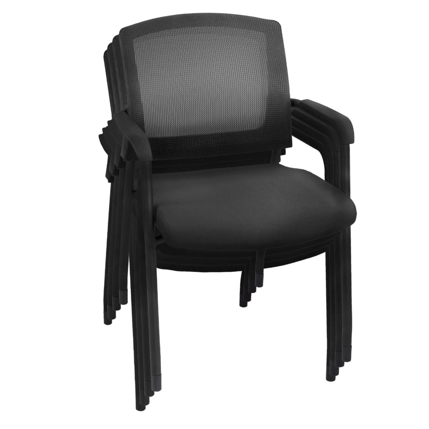 Regency Knight 4 - Pack Multi - Purpose Mesh Back Guest Chairs with Breathable Support and Stackable Steel Frames 17"H (REG - 5675XBK4PK) - SchoolOutlet