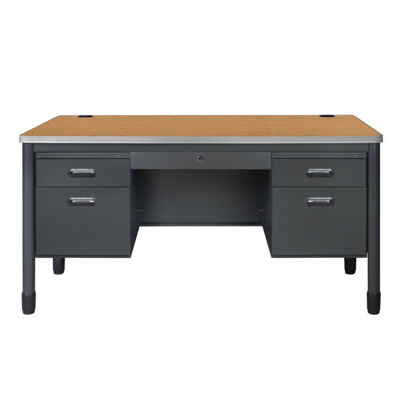 Regency Mesa Steel Double Pedestal Teacher's Office Desk with Center Drawer 60" x 30" (66266DPCDMO) - SchoolOutlet