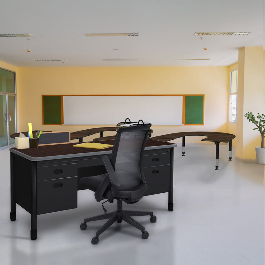 Regency Mesa Steel Double Pedestal Teacher's Office Desk with Center Drawer 60" x 30" (REG - 66348SPCD - DP) - SchoolOutlet
