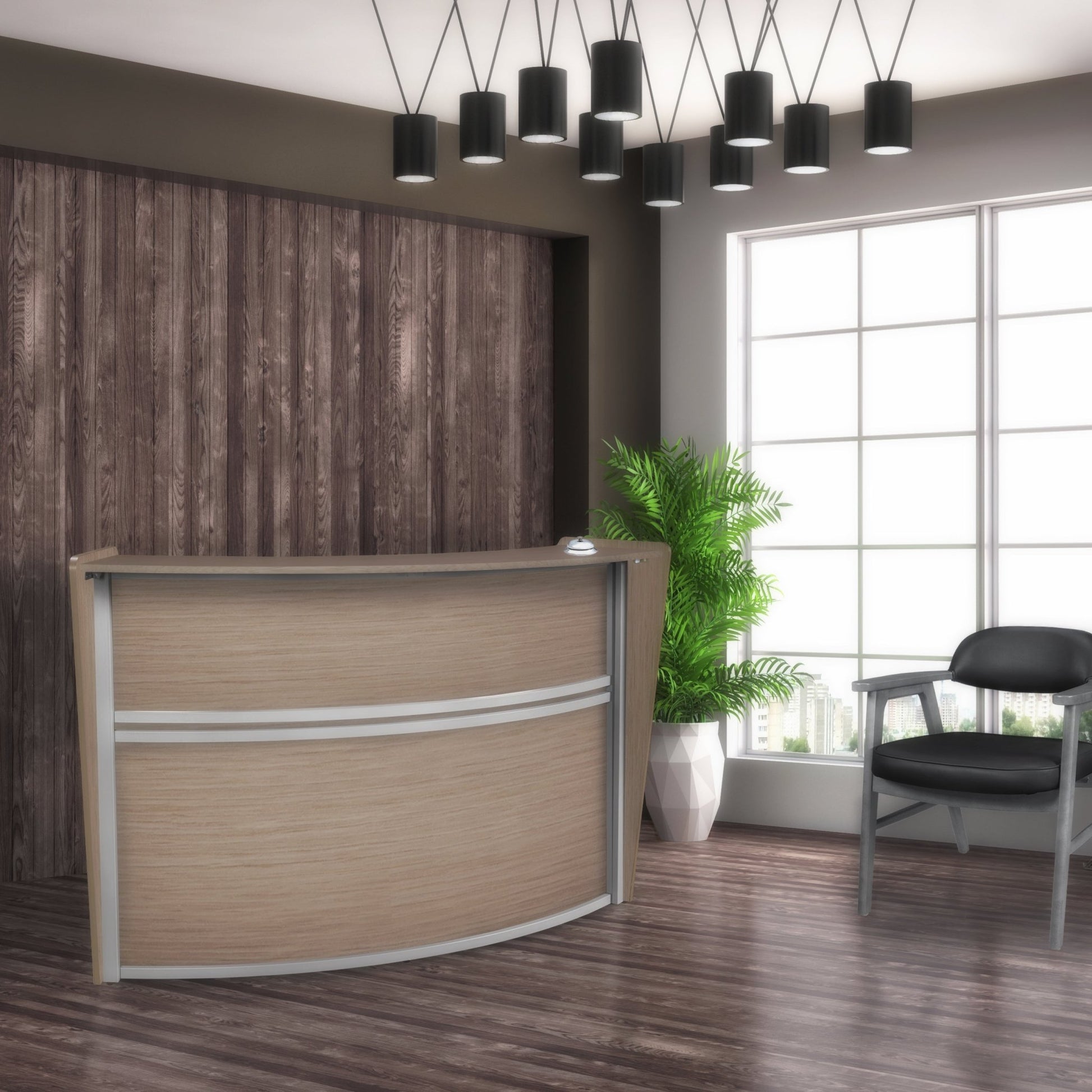 Regency Marque Single - Unit Reception Curved Desk Workstation 72"W x 32"D - SchoolOutlet