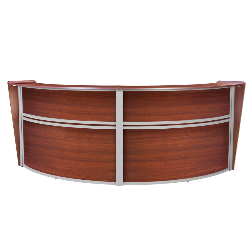 Regency Marque Double - Unit Reception Curved Desk Workstation 124.25"W x 49"D - SchoolOutlet