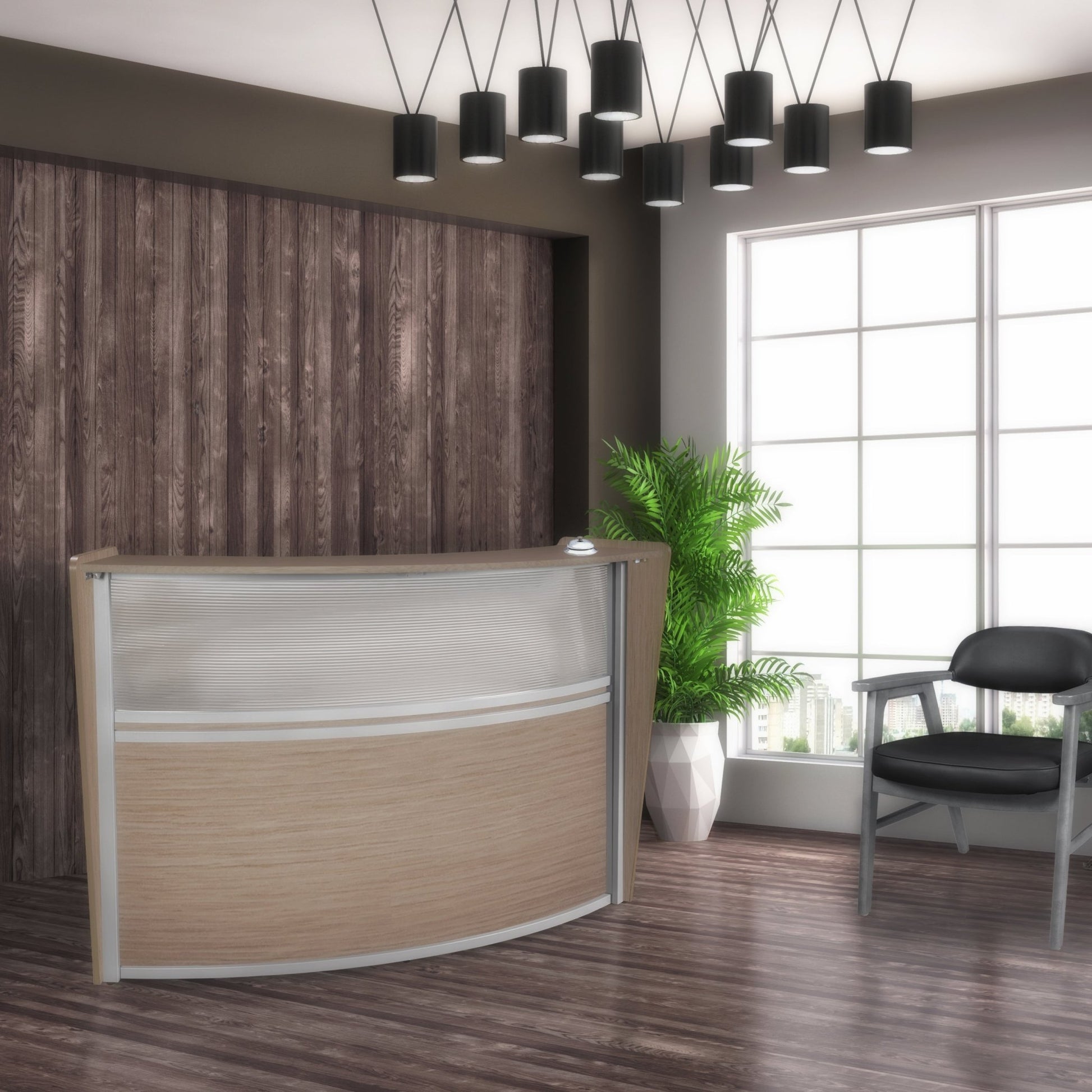Regency Marque Plexi Single - Unit Reception Curved Desk Workstation 72"W x 32"D - SchoolOutlet