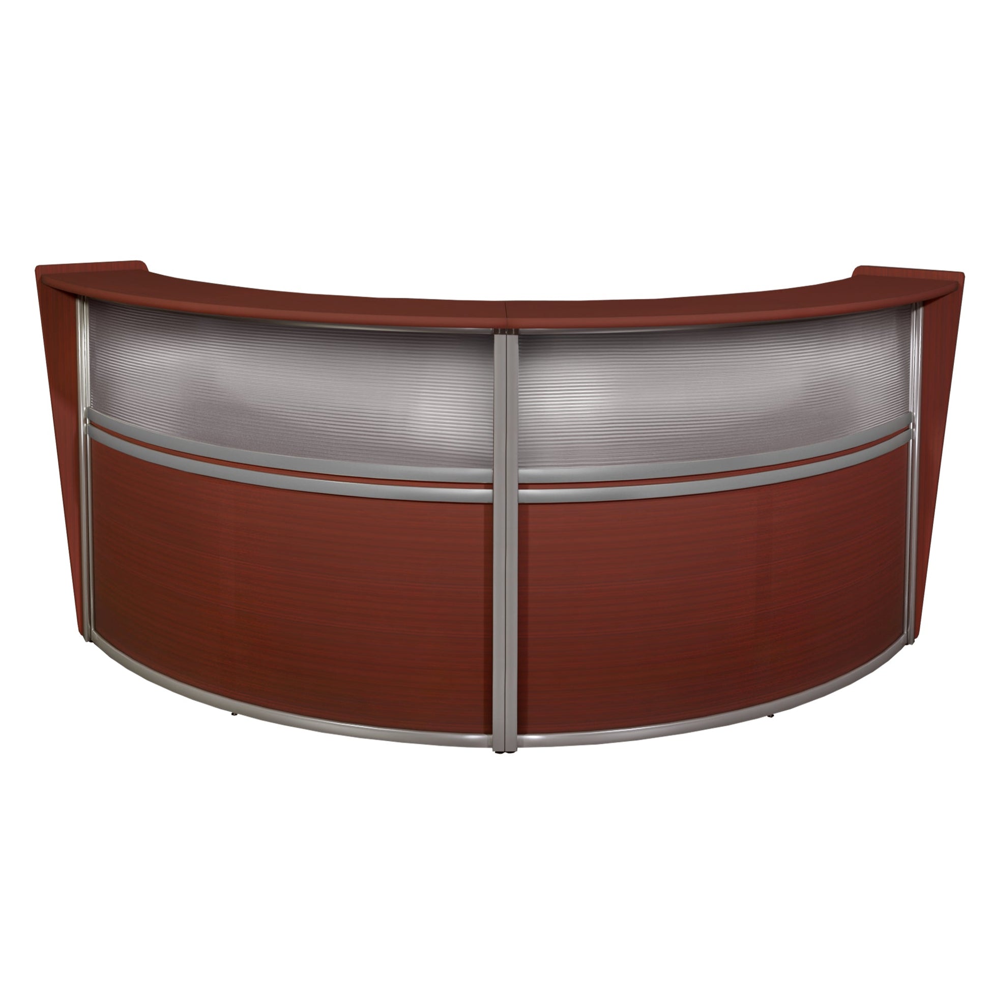 Regency Marque Plexi Double - Unit Reception Curved Desk Workstation 124.25"W x 49"D - SchoolOutlet
