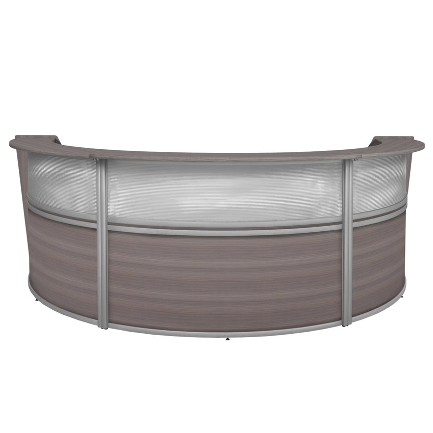 Regency Marque Plexi Triple - Unit Reception Curved Desk Workstation 143.50"W x 71"D - SchoolOutlet