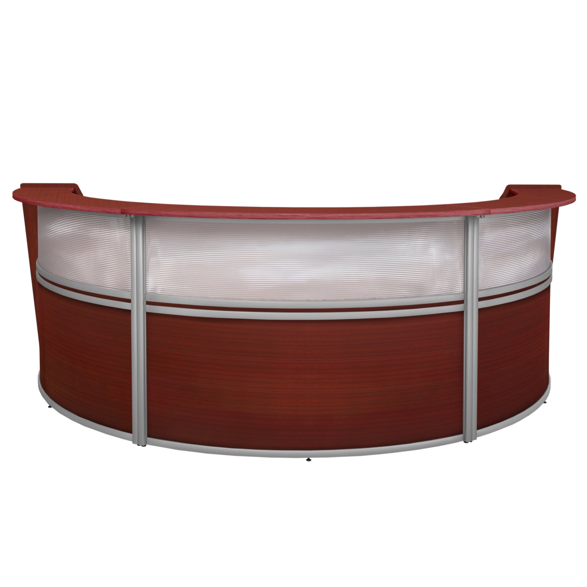Regency Marque Plexi Triple - Unit Reception Curved Desk Workstation 143.50"W x 71"D - SchoolOutlet