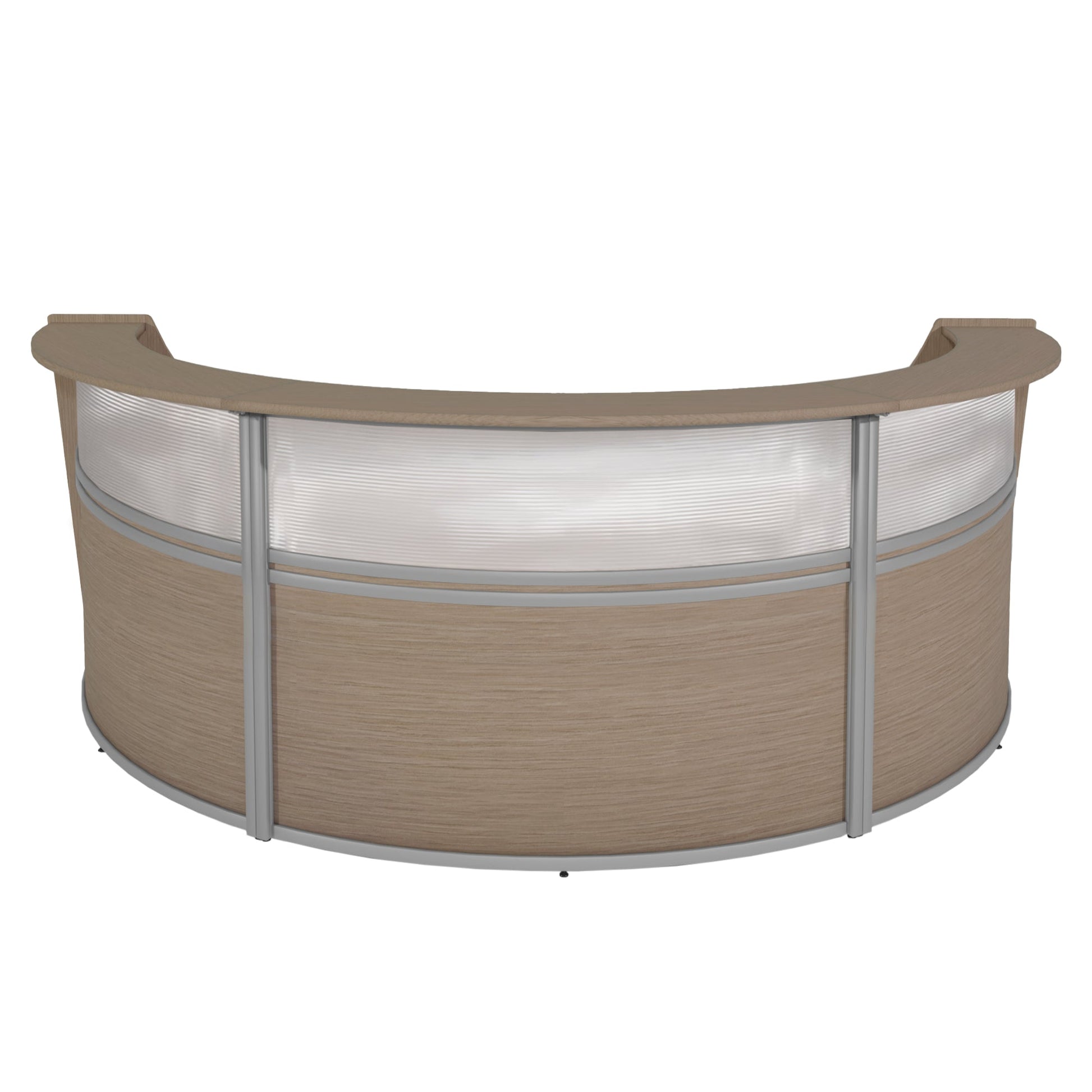Regency Marque Plexi Triple - Unit Reception Curved Desk Workstation 143.50"W x 71"D - SchoolOutlet