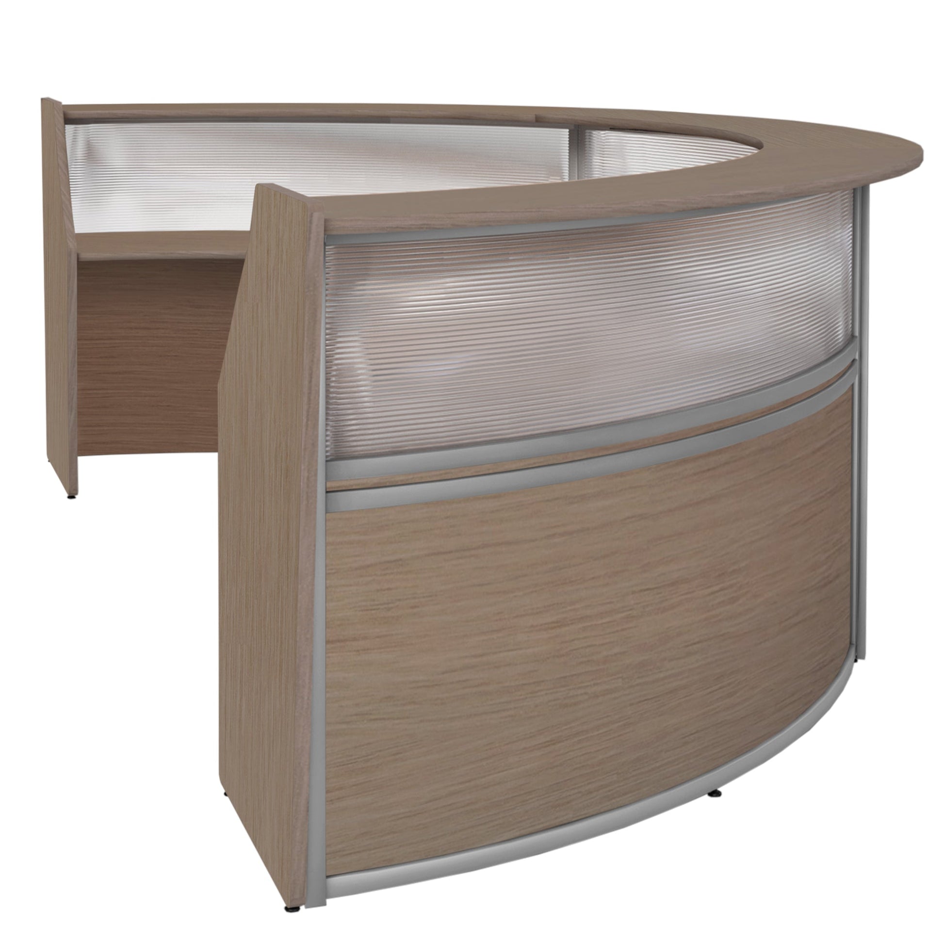 Regency Marque Plexi Triple - Unit Reception Curved Desk Workstation 143.50"W x 71"D - SchoolOutlet
