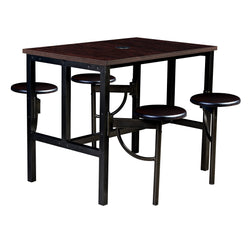Regency Endure Standing Height Collaborative Table & Chair Set with 4 Pull-Out Stools Walnut Top, Walnut Wood Seats 31.25"W x 48"L x 38"H (REG-9004-WLT-WLT)