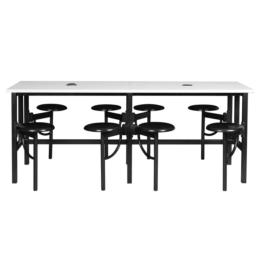 Regency Endure Standing Height Collaborative Table & Chair Set with 8 Pull-Out Stools 31.25"W x 96"L x 38"H (REG-9008-XXX-DVN) - SchoolOutlet
