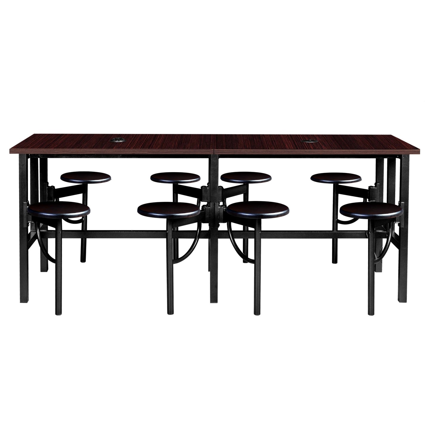 Regency Endure Standing Height Collaborative Table & Chair Set with 8 Pull-Out Stools Walnut Top, Walnut Wood Seats 31.25"W x 96"L x 38"H (REG-9008-WLT-WLT) - SchoolOutlet