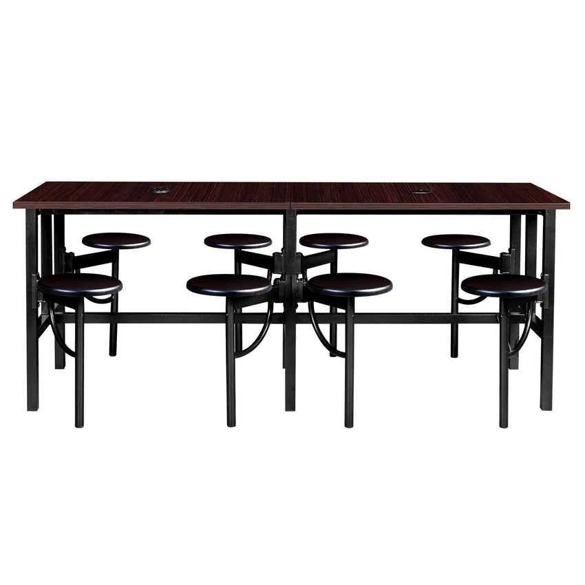 Regency Endure Standing Height Collaborative Table & Chair Set with 8 Pull-Out Stools Walnut Top, Walnut Wood Seats 31.25"W x 96"L x 38"H (REG-9008-WLT-WLT) - SchoolOutlet