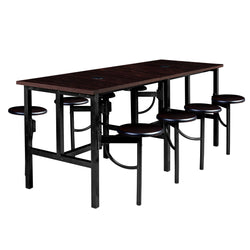 Regency Endure Standing Height Collaborative Table & Chair Set with 8 Pull-Out Stools Walnut Top, Walnut Wood Seats 31.25"W x 96"L x 38"H (REG-9008-WLT-WLT)
