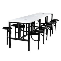 Regency Endure Standing Height Collaborative Table & Chair Set with 12 Pull-Out Stools 31.25"W x 141"L x 38"H (REG-9012-XXX-DVN)