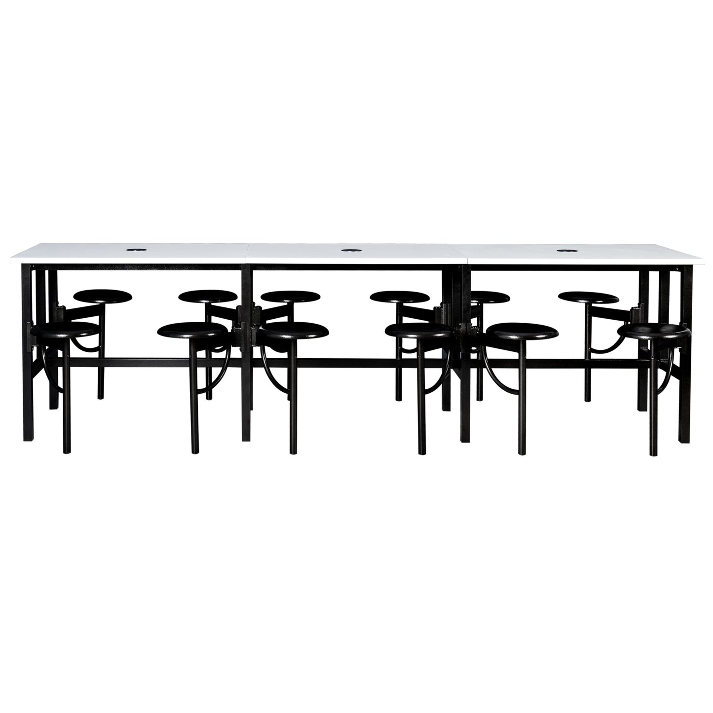 Regency Endure Standing Height Collaborative Table & Chair Set with 12 Pull-Out Stools 31.25"W x 141"L x 38"H (REG-9012-XXX-DVN) - SchoolOutlet