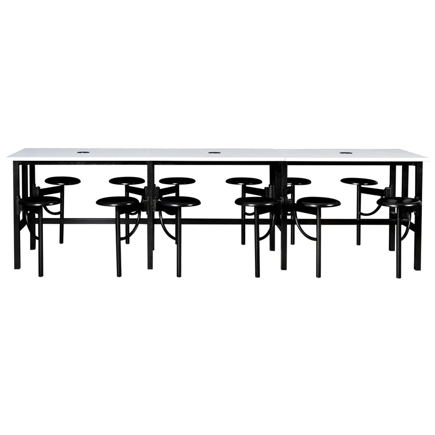 Regency Endure Standing Height Collaborative Table & Chair Set with 12 Pull-Out Stools 31.25"W x 141"L x 38"H (REG-9012-XXX-DVN) - SchoolOutlet