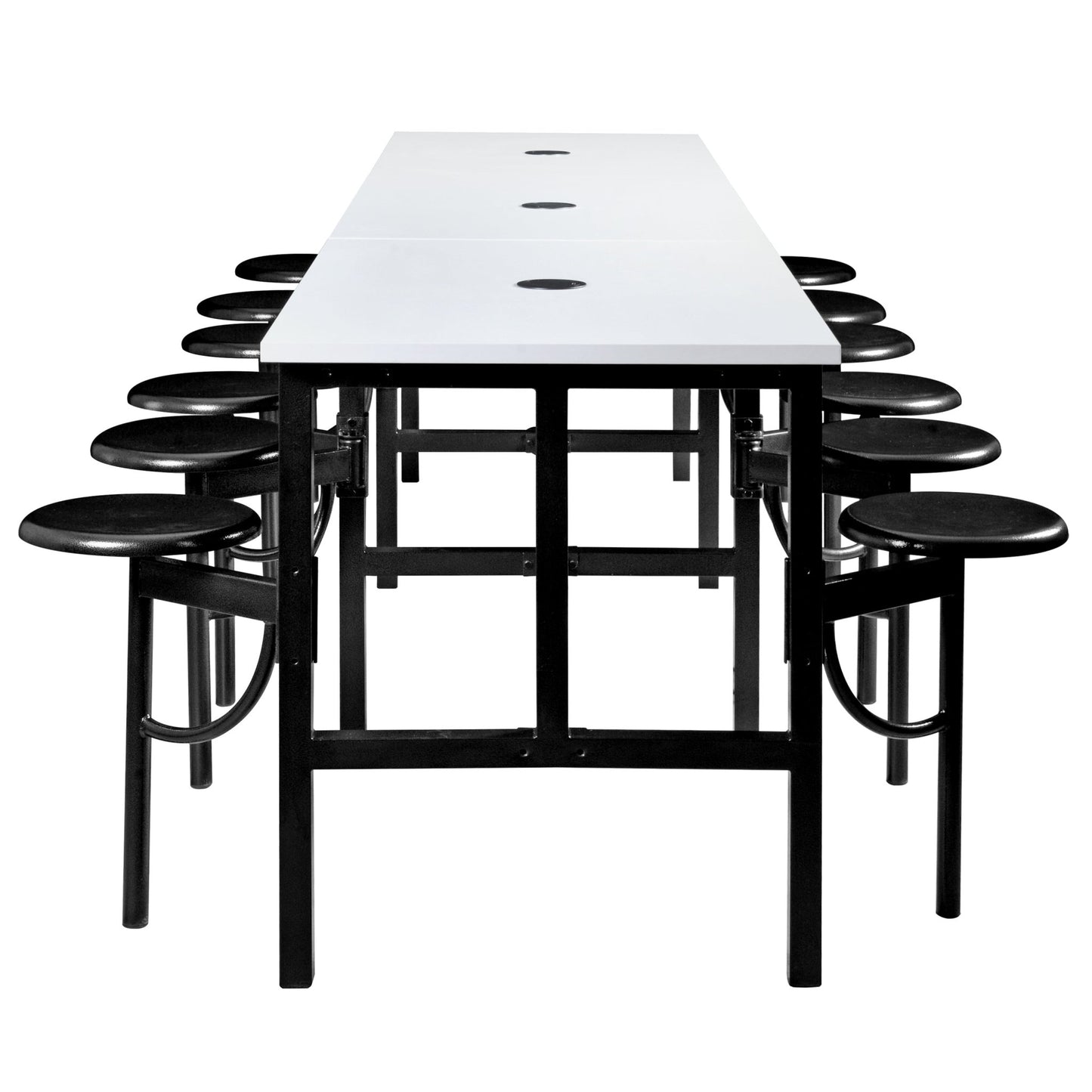 Regency Endure Standing Height Collaborative Table & Chair Set with 12 Pull-Out Stools 31.25"W x 141"L x 38"H (REG-9012-XXX-DVN) - SchoolOutlet
