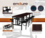 Regency Endure Standing Height Collaborative Table & Chair Set with 12 Pull-Out Stools Walnut Top, Walnut Wood Seats 31.25