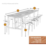 Regency Endure Standing Height Collaborative Table & Chair Set with 12 Pull-Out Stools Walnut Top, Walnut Wood Seats 31.25