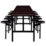 Regency Endure Standing Height Collaborative Table & Chair Set with 12 Pull-Out Stools Walnut Top, Walnut Wood Seats 31.25
